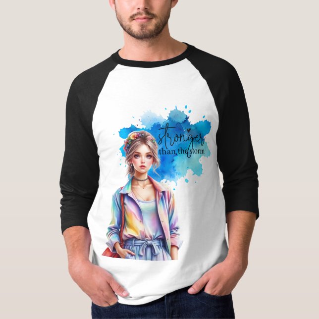 Stronger Than the Storm Inspirational Graphic T Shirt (Framsida)