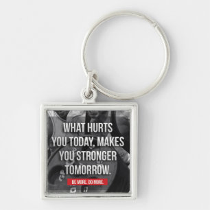 STRONGER TOMORROW - "Body byggnad" Motivering Fyrkantig Silverfärgad Nyckelring