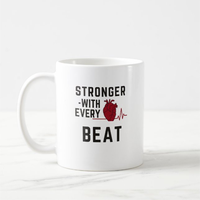 Stronger With Every Beat Heart Coffee Mug Kaffemugg (Vänster)