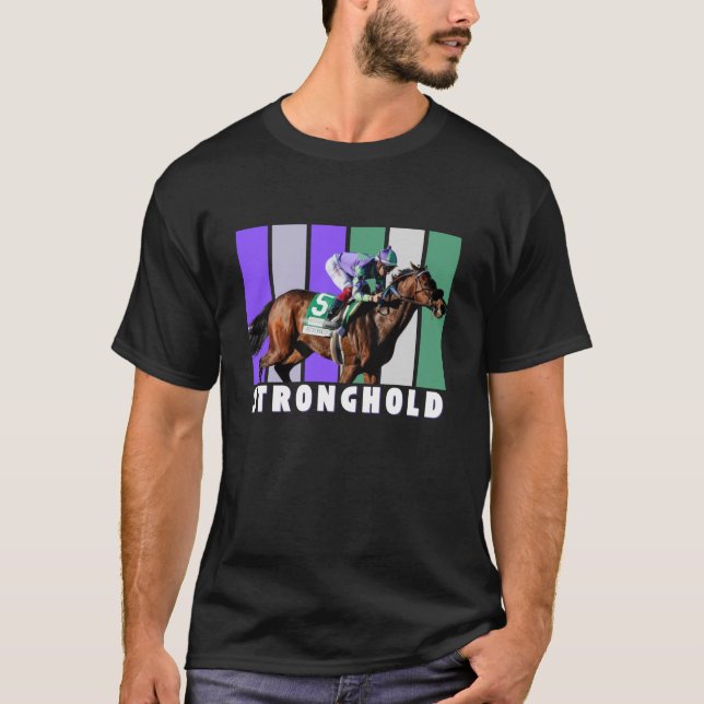 Stronghold Horse Tävla Del Mar Santa Anita T Shirt (Framsida)