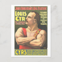Strongman Act Vintage Circus ad Lithograph
