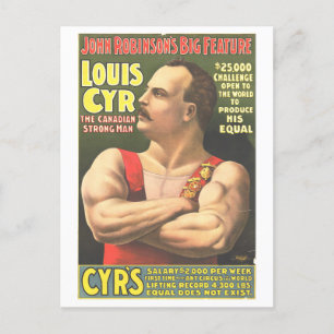 Strongman Act Vintage Circus ad Lithograph Vykort