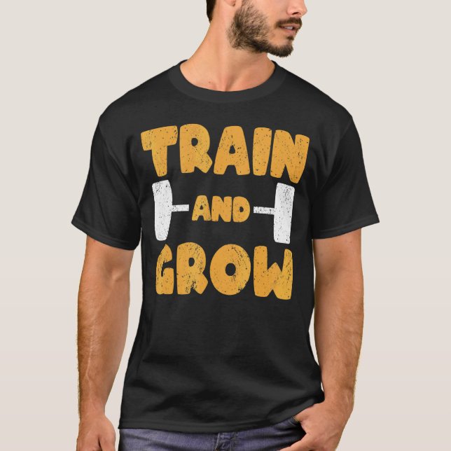Strongman Tåg och Grow Bodybuilding & Powerlifti T Shirt (Framsida)