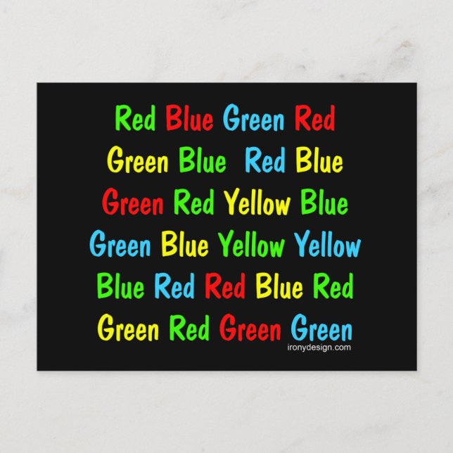 Stroop-testet Vykort (Framsida)