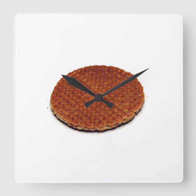 Stroopwafel Fyrkantig Klocka (Framsida)