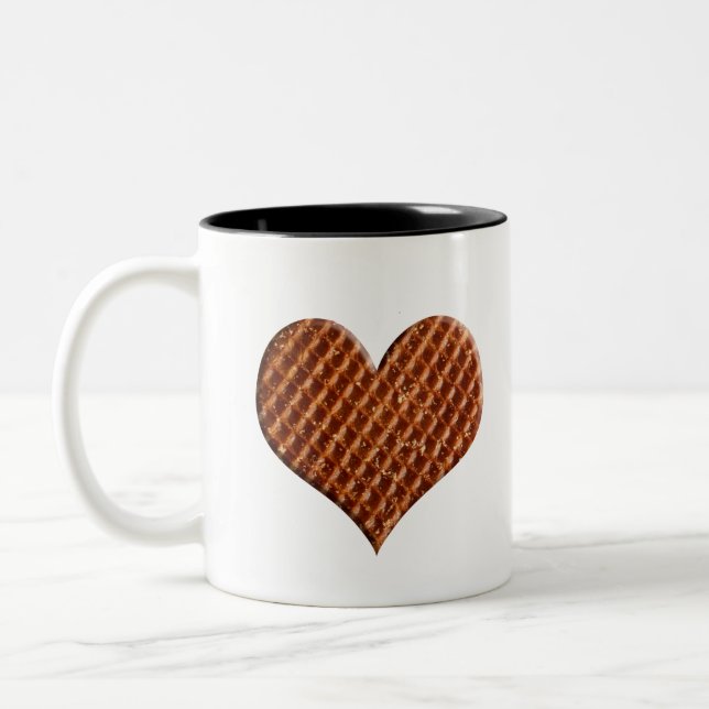 Stroopwafel hartjenes Två-Tonad mugg (Vänster)