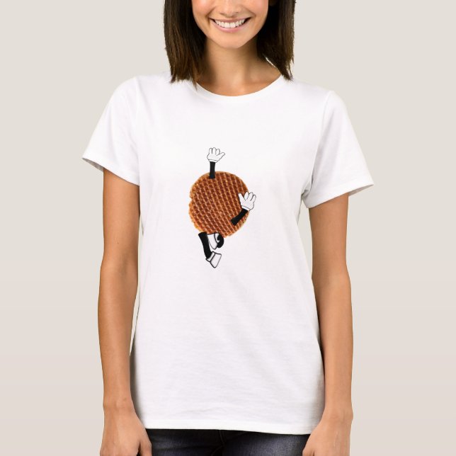 Stroopwafel hoppar för glädje. t shirt (Framsida)