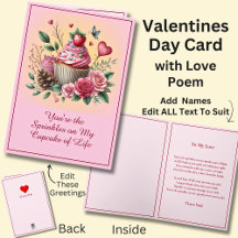 Strössel På Cupcake med Kärleksdikt Alla Hjärtans 