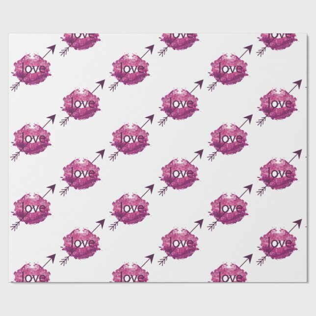 "Struck by Love" Cupid's Arrow Gift Wrap Presentpapper (Platt)