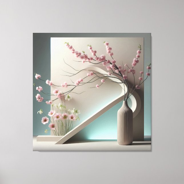 Structured Bloom in Green Canvastryck (Framsida)