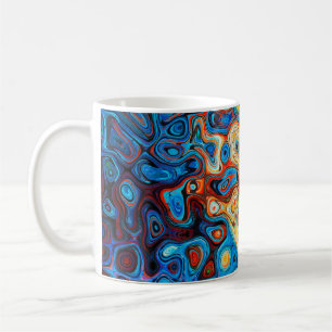 Struktur abstrakt, färgstark kaffemugg