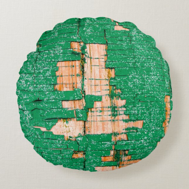 Struktur av gammalt trästängsel med schabbyfärg. G Rund Kudde (Framsidan)