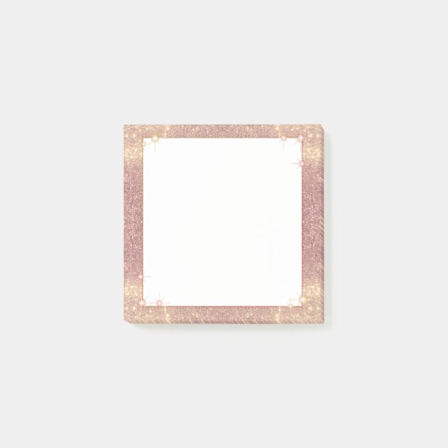 Struktur för Faux för rosa rosaglittergnistra Glam Post-it Block (Framsida)