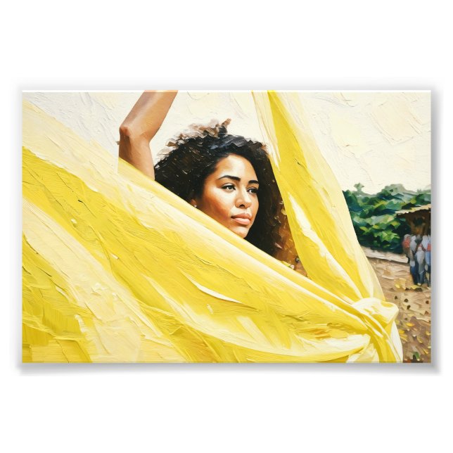 Struktur för Gult för uttryckligt kvinnligt hållan Fototryck (Framsidan)