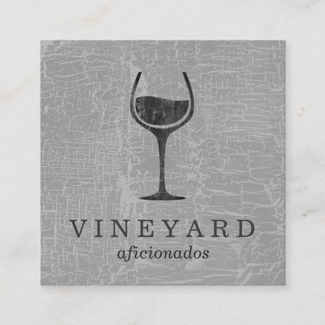 Struktur Grått med Vin glas Fyrkantigt Visitkort (Framsida)