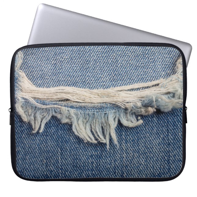 Struktur har rivit jeans bakgrund. laptop fodral (Framsidan)