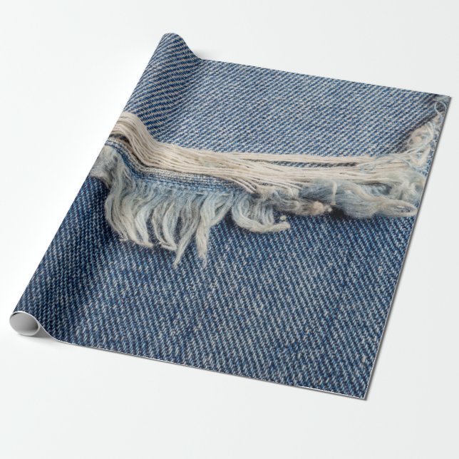 Struktur har rivit jeans bakgrund. presentpapper (Utrullad)