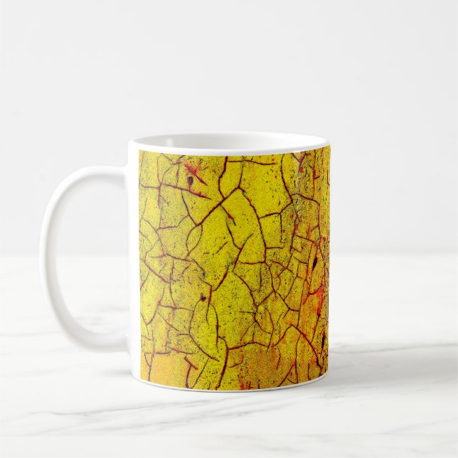 Struktur i den gamla gulten av färgkrackad abstrak kaffemugg (Vänster)