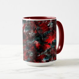 Struktur i fördärvade röda löv föll på aska mugg