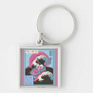 Struktur i Ramen Vaporwave Fyrkantig Silverfärgad Nyckelring