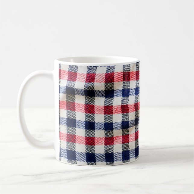 struktur i Scottish trasa, fyrkantig bomullstyg ba Kaffemugg (Vänster)