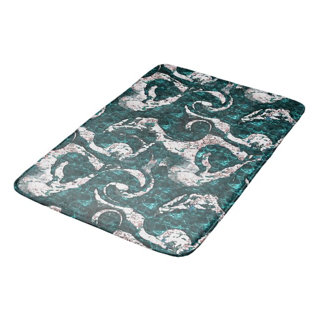 Struktur i vita prickar blandade i akvamarin till  badrumsmatta (Vinklad)