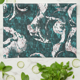 Struktur i vita prickar blandade i akvamarin till kökshandduk