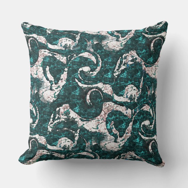 Struktur i vita prickar blandade i akvamarin till  kudde (Framsida)