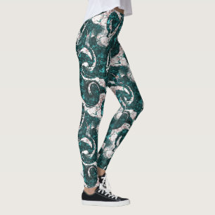 Struktur i vita prickar blandade i akvamarin till leggings