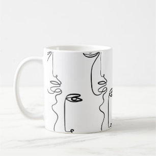 Struktur med abstrakt ansikte. En kontinuerlig lin Kaffemugg