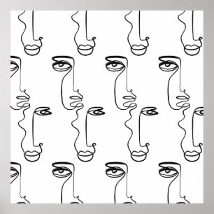 Struktur med abstrakt ansikte. En kontinuerlig lin Poster