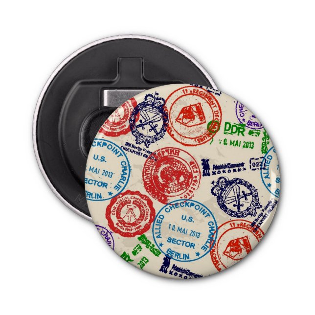 Struktur med verkliga stämplar flasköppnare (Framsidan)