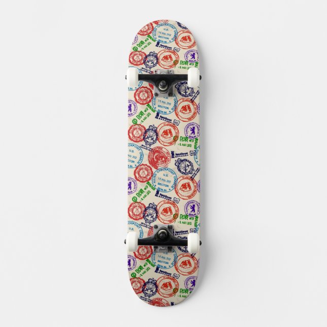 Struktur med verkliga stämplar mini skateboard bräda 18,7 cm (Framsida)