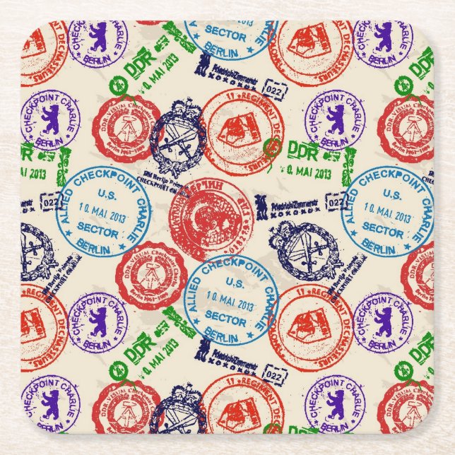 Struktur med verkliga stämplar underlägg papper kvadrat (Framsidan)