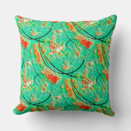 Struktur med viss grönt och orange av grova karibb kudde