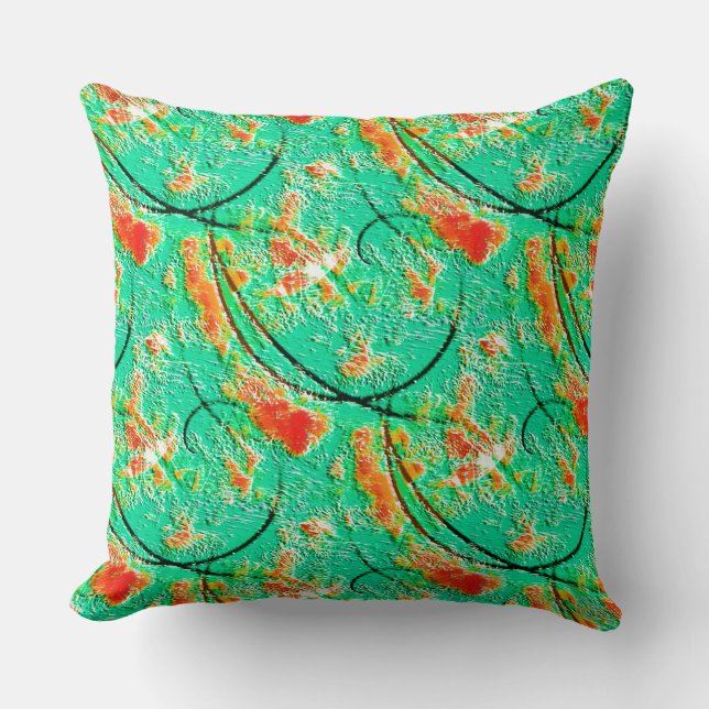 Struktur med viss grönt och orange av grova karibb kudde (Framsida)