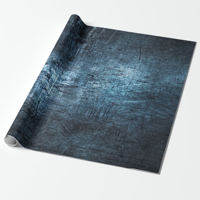 Struktur metall grått, blå bakgrund presentpapper (Utrullad)
