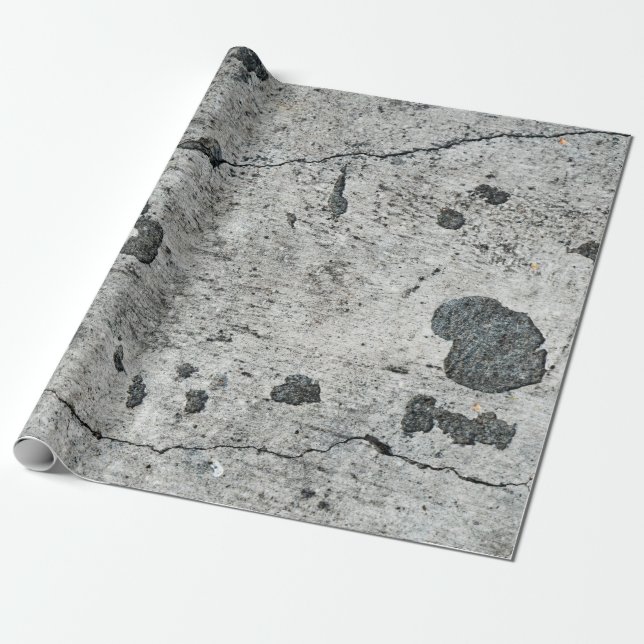 Struktur om en gammal sprickad betongvägg. Backgro Presentpapper (Utrullad)