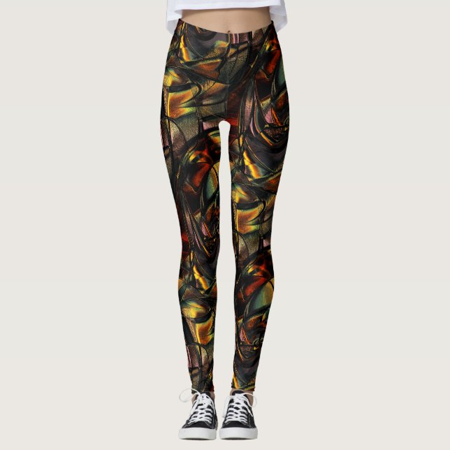 Struktur, präglad med gyllene gröntar leggings (Framsida)