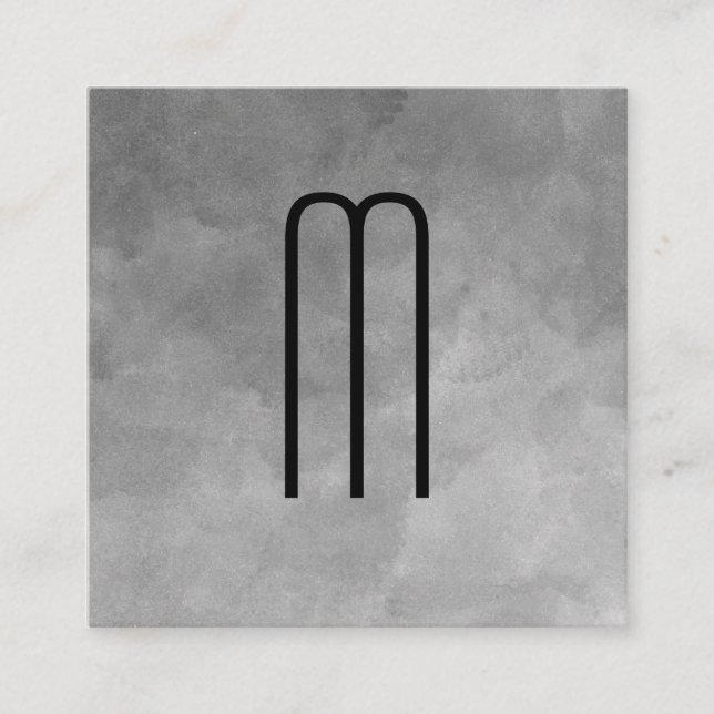 Struktur Watercolor Monogram Fyrkantigt Visitkort (Framsida)