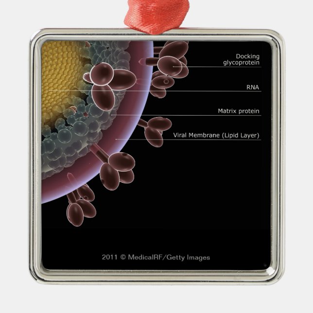 Strukturera av en HIV-cell Julgransprydnad Metall (Framsidan)