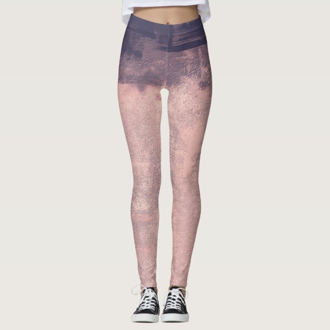 Strukturerad Art Stil Rosa 2 - marinblått Leggings (Framsida)