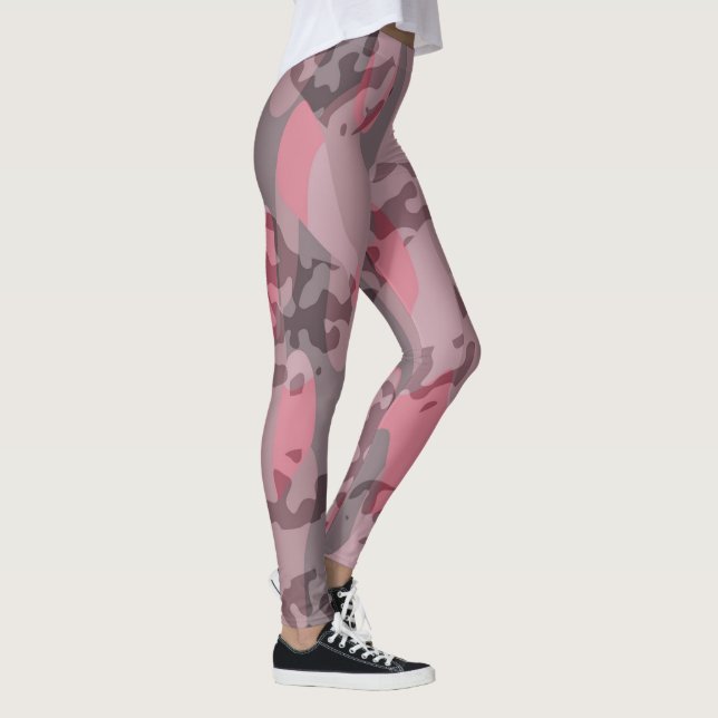 strukturerad rosa och mauve kamouflage abstrakt leggings (Höger)
