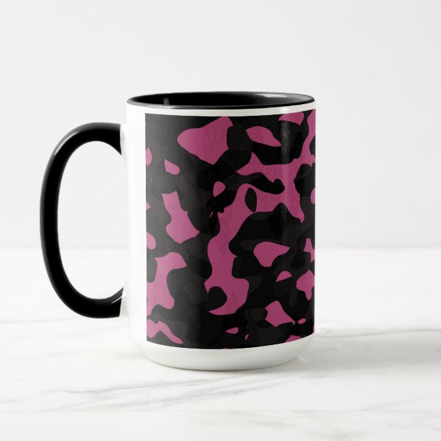 Strukturerad rosa och svart kamouflage abstrakt mugg (Vänster)