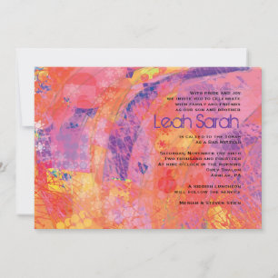 STRUKTURERADE STJÄRNOR ROSA Bat Mitzvah-inbjudan Inbjudningar