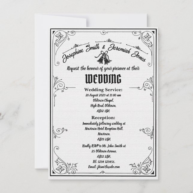 Strukturerade vigselringar e kortinbjudan inbjudningar (Framsida)