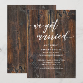 Strukturerat Trähandstil Vi Gifta Oss Inbjudningar