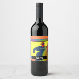 Strullande Figurer anpassa Vinflaska Etikett