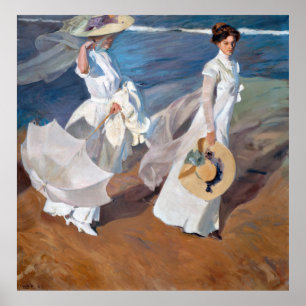 Strullande längs kusten av Joaquín Sorolla Poster