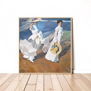 Strullande längs kusten, Joaquín Sorolla Poster